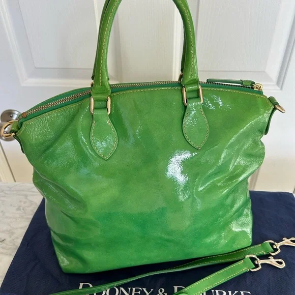 Dooney & Bourke Apple Green Patent Leather Women's Satchel Bag - Picture 2 of 12